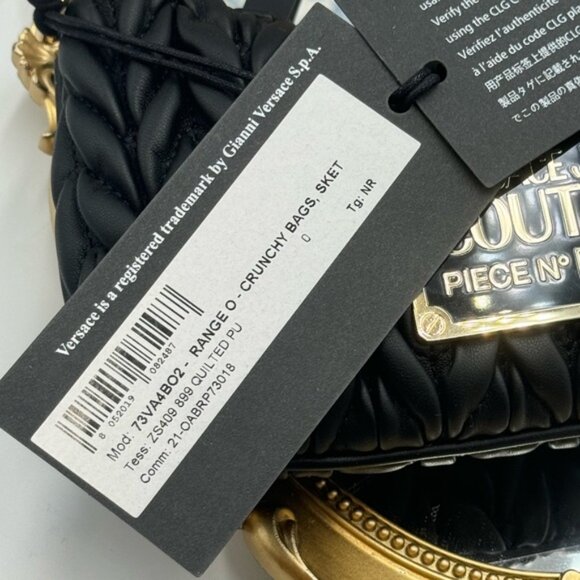🆕 VERSACE JEANS COUTURE 🧿 NWT Black Mini Crunchy Bag - Picture 15 of 16